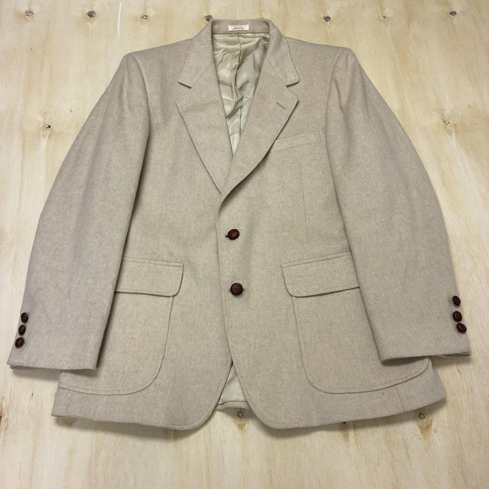 Vintage Garrison Park Blazer Mens 36 Beige Camel Hair Wool Sport Coat Jacket USA